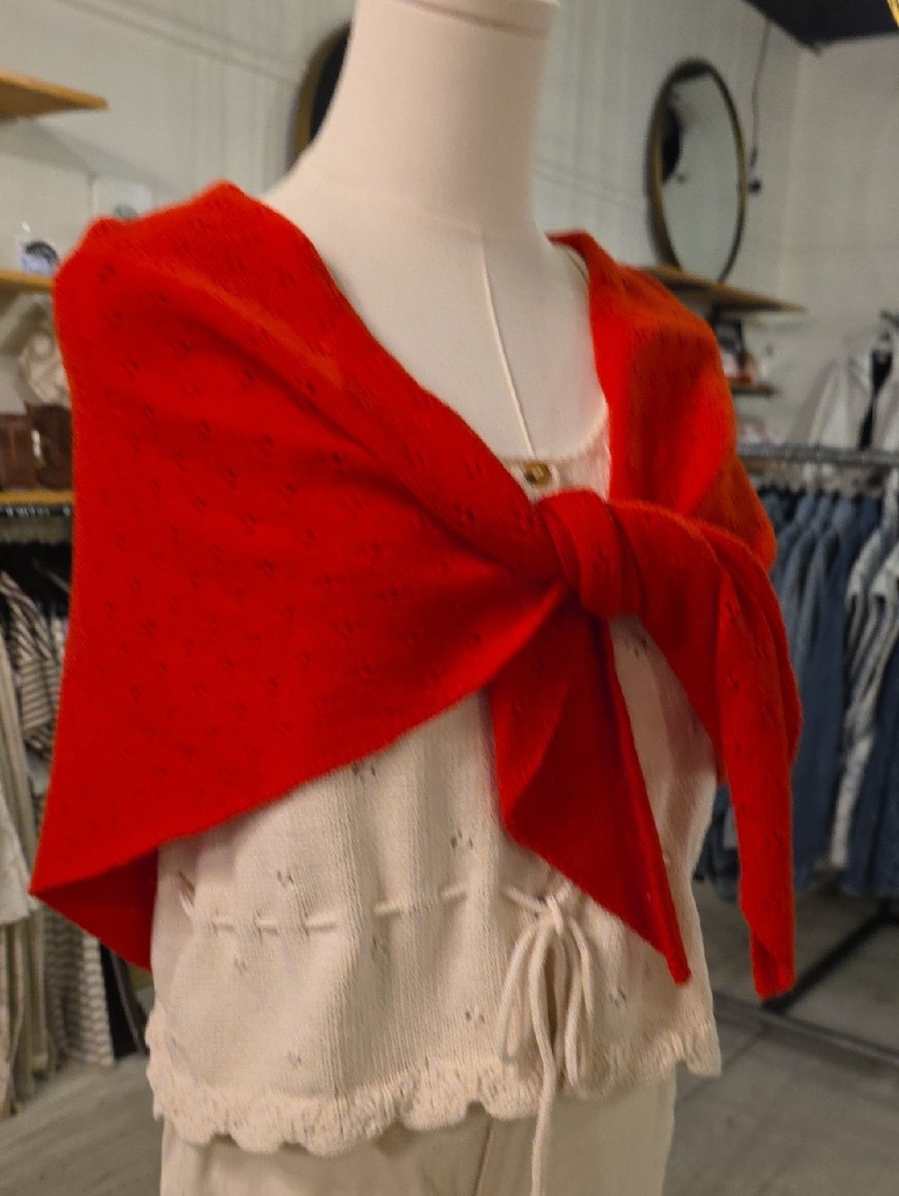 Women's Red Knit Shawl Wrap by